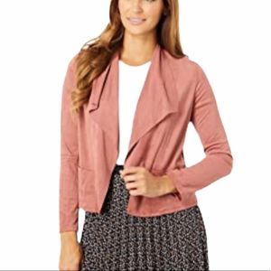 Max Studio Open Front Pink Faux Suede Jacket L